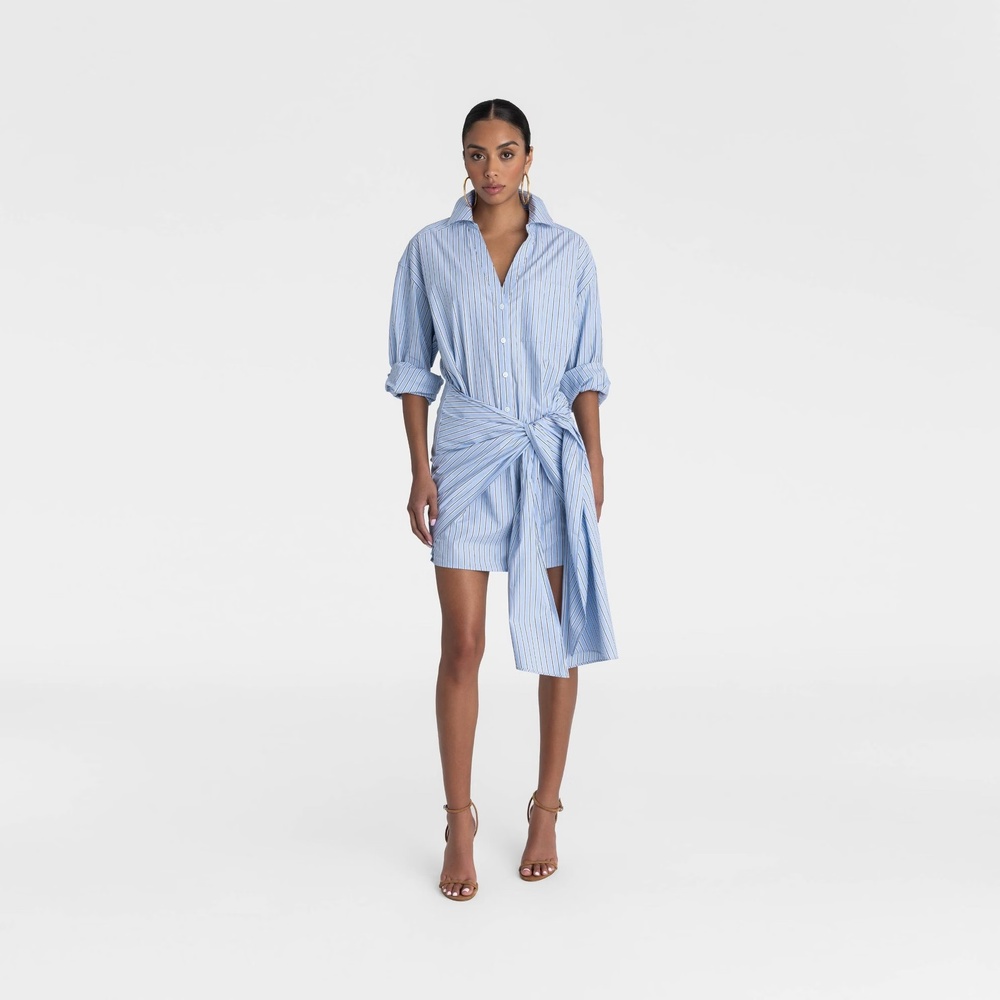 KBB KAHLANA Target S Small The Tie Waist Shirtdress Blue Shirt Dress Long Sleeve
